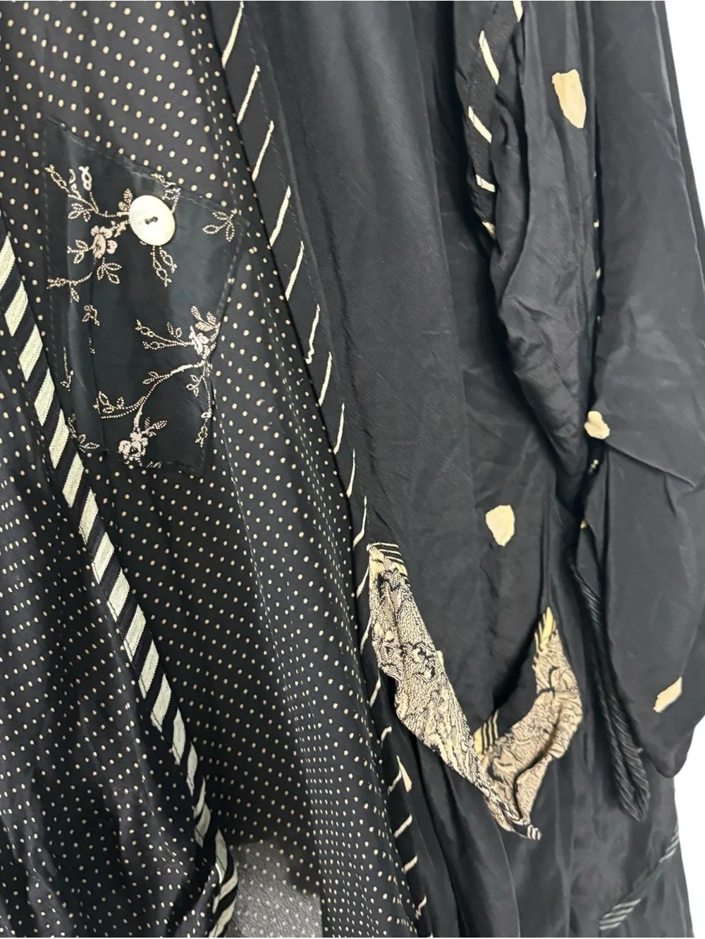 Lorraine Black Silk Polka Dot Art to Wear Boho Artsy Lagenlook Jacket OS